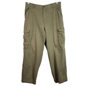 Tommy Bahama Cargo Pants Khaki Brown SZ 36 Silk Button Pockets Zip Straight Leg